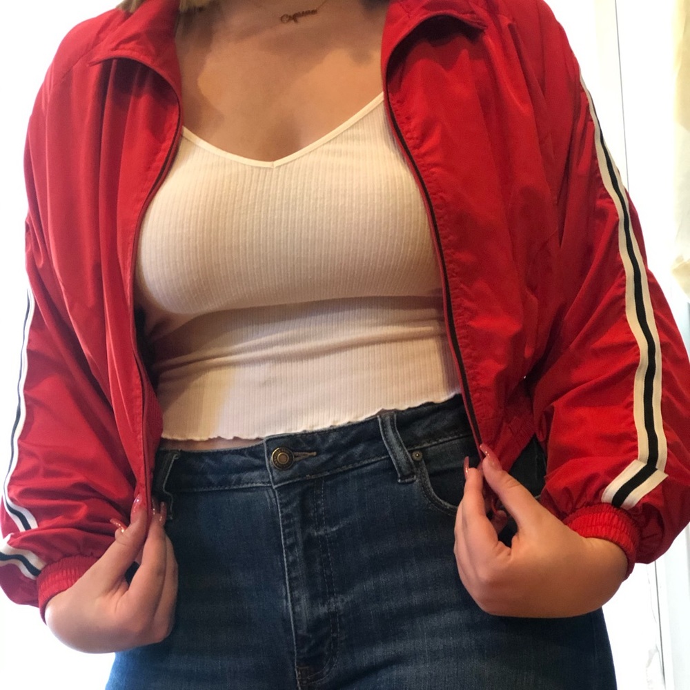 red windbreaker